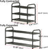 3-Tier 9.4" Closet, 17.3"-31.5" Expandable Shoe Rack, Ultra-Slim Metal Shoe Shelf for Entryway & Adjustable Length