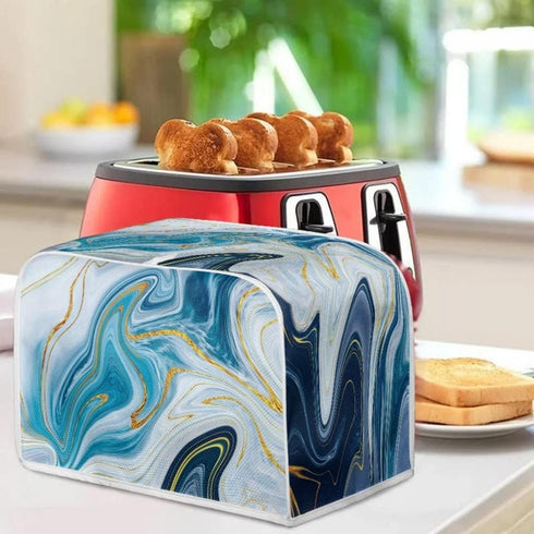 Turquoise Marble Toaster Cover, 2-4 Slice Dust Protection & Waterproof, Universal Size for Microwave Toaster Oven