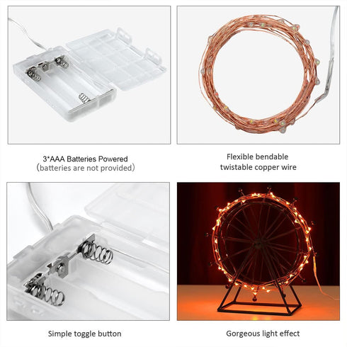 1 Pack 3*AAA Decoration(5m/16ft Ariceleo Mini Halloween Fairy Lights Battery Operate, Copper Wire Night Lights Battery