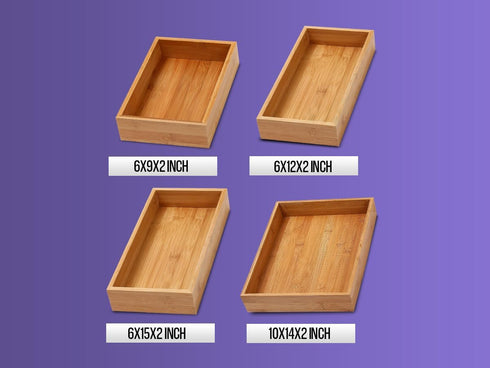 YBM Home 478-2 Natural Organizer Storage Box for Kitchen Drawer, 6x15x2
