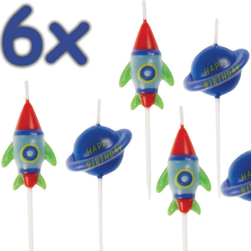Unique Party Outer Space Birthday Candles, 6 pc