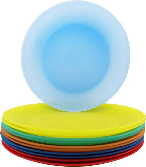 AOYITE 10 inch Plastic Plates Set of 12 - Reusable Lightweight Flat Dinner Plates, BPA Free