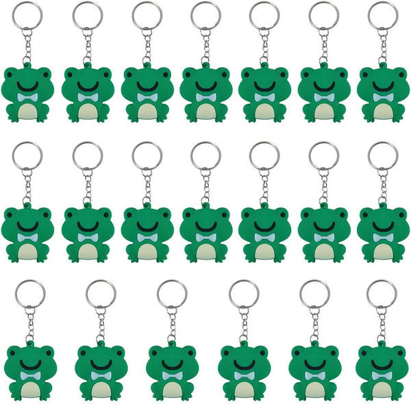 20 Pack Frog Keychains, Decorations for Back to the 80s Party, Themed Party Favors Birthday Gifts