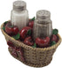 Apple Basket Glass Salt and Pepper Shaker Set with Holder, Country Kitchen Decor