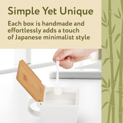 2-Pack Impresa Japanese-Style Salt Box - Moisture-Barrier Lid Salt Cellar with Hinged Lid for Minimalist Decor