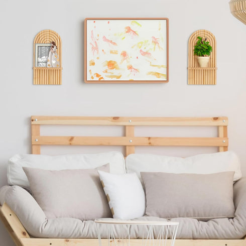 Boho Shelf Wall Decor - Bohemian Floating Shelves for Nursery Bedroom Living Room Aesthetic Hanging Shelf Modern