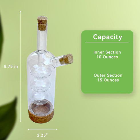 Countertop Lily's Home Triple Globe Olive Oil and Vinegar Dispenser - Glass Cruet with Cork Base, Nested Design