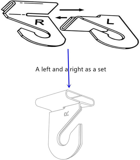 Cutelec 6 Sets Ceiling Hook Clips, White Metal T-Bar Track Clip Hanger for Home Hanging Plants Decorations