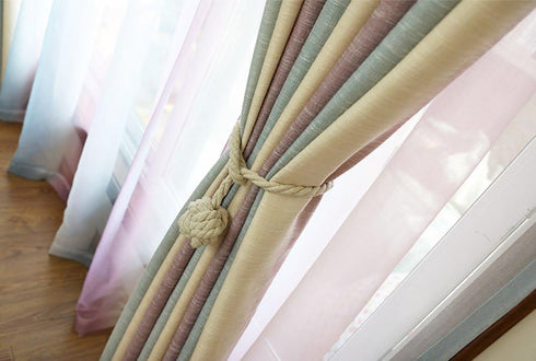 Melaluxe Curtain Tiebacks 2 Pack - Handmade Heavy Duty Rope Holdbacks, Decorative (Beige)