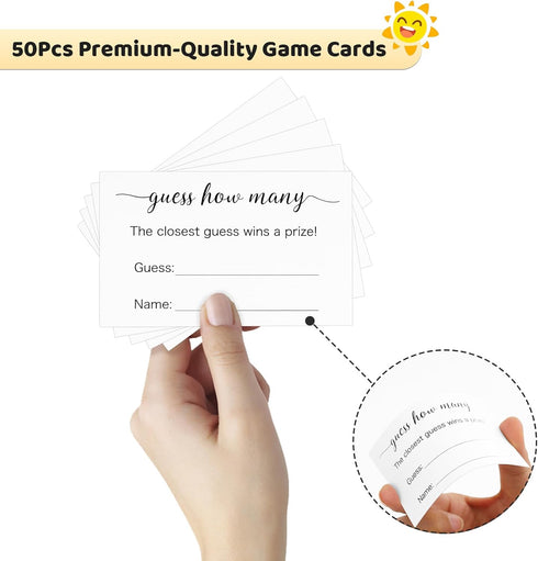 50Pcs Activity(3.52.1'') Anwyll Guess How Many Game Cards Guess How Many Baby Shower Games Cards High-End Candies