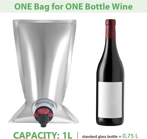 10 Pack Wine Purse Refill Bags, BIB Bag in Box, Replacement Wine Pouch with Spout for Carriers