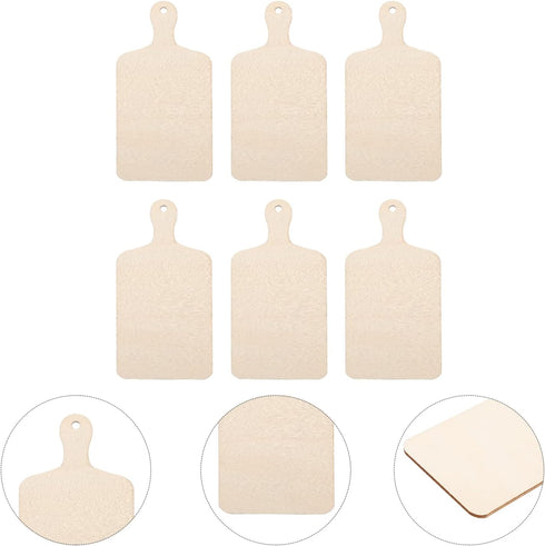 Operitacx Mini Wooden Cutting Board Craft, 6 Pcs Rustic Paddle Kitchen Board for Home Decor, 4.5"x2.36"