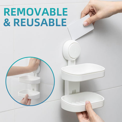 2 TAILI Soap Holder Soap Dish for Shower, Suction Cup Soap Holder for Shower Wall, Bathroom Accessories, Removable