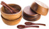 Set of 4 Small Round Acacia Wooden Bowls, 2¾ Inch with Spoons - Stackable Mixing Bowl Set