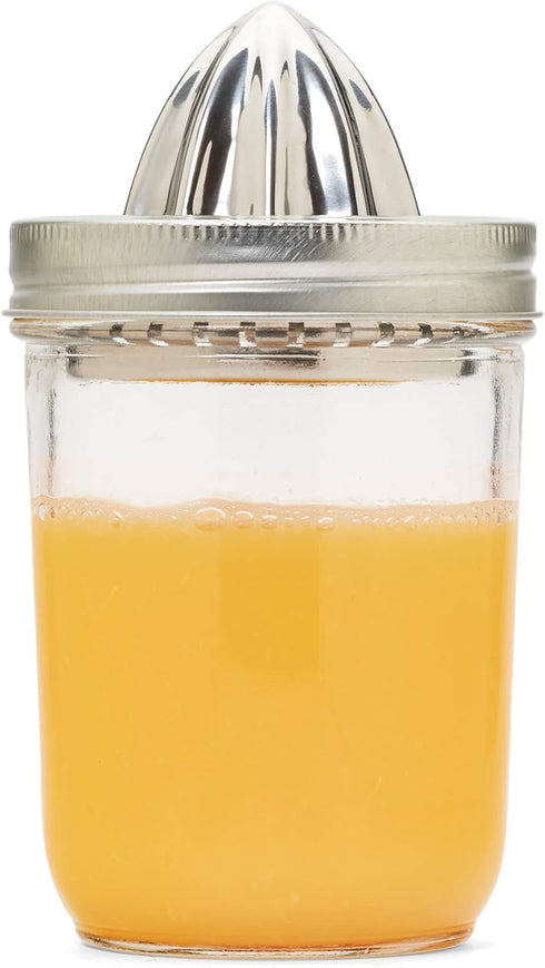 Jarware Stainless Steel Citrus Juicer Lid, Wide-Mouth, Metallic, Model 82654 for Mason Jars