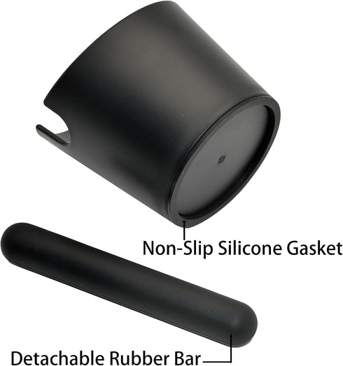 6.3 inch Large Espresso Knock Box, Silicone Tamper Mat Set with Removable Knock Bar for Home Office Barista Tools