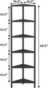 6-Tier BS05BK006 TUTOTAK Corner Shelf, Corner Bookshelf for Small Space, Narrow Display Corner Shelf Stand with Storage