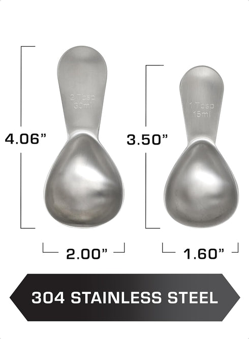 COLETTI Coffee Scoop Pack of 2 Tablespoon Scoop Stainless Steel Short Handle for Measuring Coffee