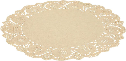 Juvale Round Paper Placemats & Doilies, 12-Inch Brown Paper Chargers for Dinner Plates and Tea Party