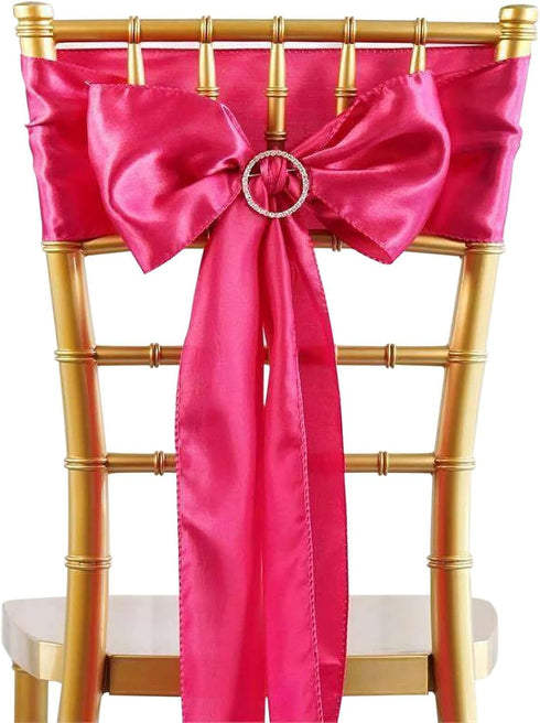 5pcs 6 x106 Efavormart Fushia Satin Chair Sashes Tie Bows for Wedding Events Decor Chair Bow Sash Party Decoration