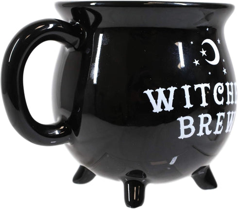 Ebros 14oz Wicca Sacred Crescent Moon Cauldron Mug, Black Coffee Tea Drink Cup