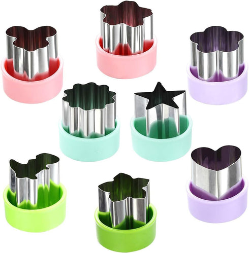 Vegetable Cutter Shapes Set - 8 Pack, 1.5" Stainless Steel Mini Cookie & Fruit Cutters for Kids, Baking & Food Prep