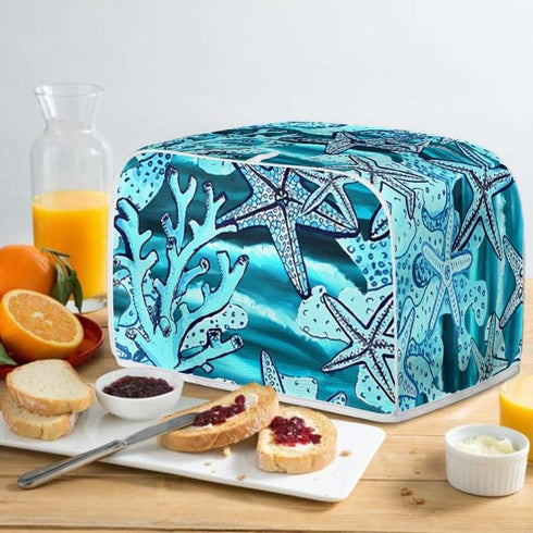 Starfish Blue Toaster Dust Cover, Polyester Fabric, 2/4 Slice, Dust and Fingerprint Protection, Machine Washable