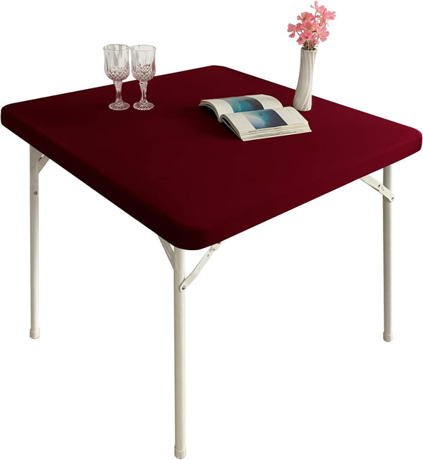Cocktail Fitted Spandex Stretch Small Square Table Covers Elastic Tablecloth for Side