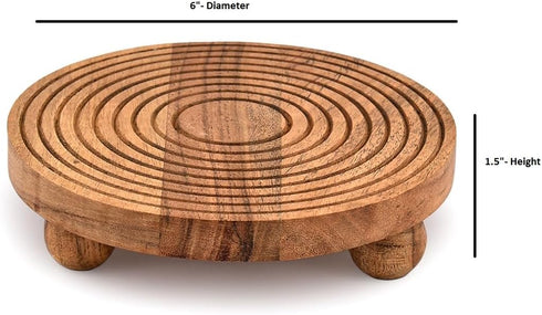 EDHAS Set 2 (6" 6" 1.5") Pedestals Acacia Wood of Round Pedestal Riser Board for Display, Farmhouse Dcor Displays Your