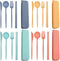 Plastic Travel Utensils, 4 Sets Camping Cutlery, Portable Reusable Utensils Set with Case for Picnic, Travel, Camping