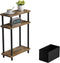 THUMEYE Narrow Side Table with Fabric Basket, 7" Wide, 3 Tier Skinny End