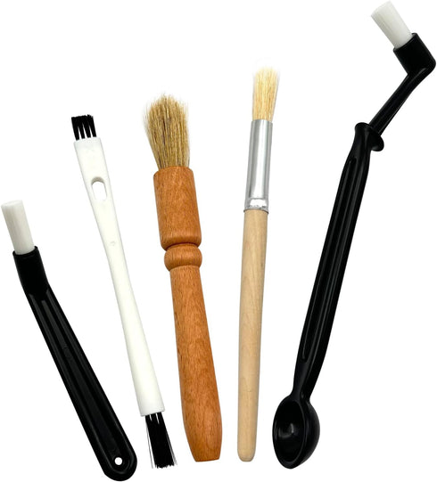 Professional Coffee Brush Set with Wooden and Nylon Brushes for Espresso Machine Cleaning