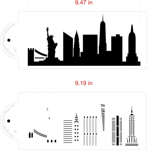 New York City Detailed Skyline Cake Stencil Side C1000 by Designer Stencils