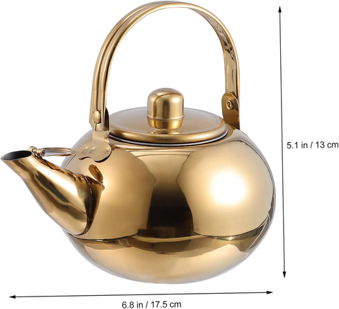 1pc Stainless Steel Pot, Cast Iron Teapot Kettle with Strainer, Large Capacity Stove Top Kettle for Kung Fu Tea