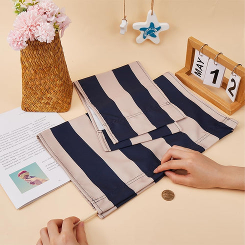 21~16x8~21" GORGECRAFT Directors Chair Cover Canvas Replacement Seat Cover Classic Blue and Beige White Stripes Canvas