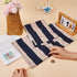21~16x8~21" GORGECRAFT Directors Chair Cover Canvas Replacement Seat Cover Classic Blue and Beige White Stripes Canvas