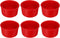 6 Pcs Round Cake Pans, 4" Nonstick Quick Release Silicone Mould, Bakeware Tools for Cupcakes, Red