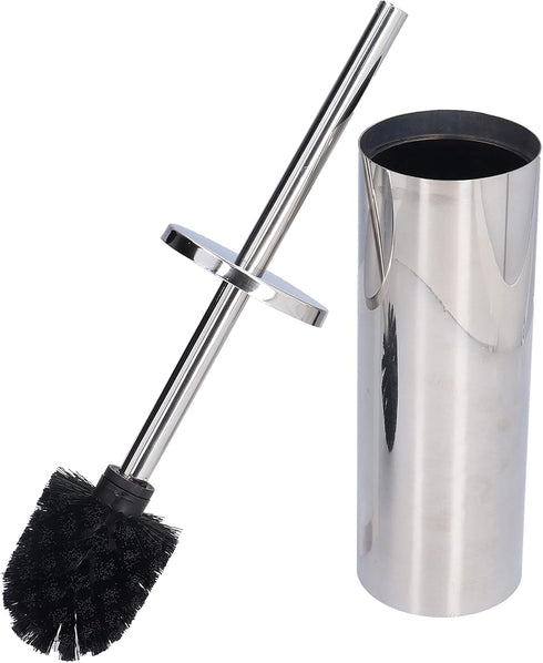 Toilet Brush and Holder Set, Stainless Steel Long Handle Toilet Bowl Cleaner, Soft Toilet Cleaning Brush (Silver)