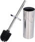 Toilet Brush and Holder Set, Stainless Steel Long Handle Toilet Bowl Cleaner, Soft Toilet Cleaning Brush (Silver)
