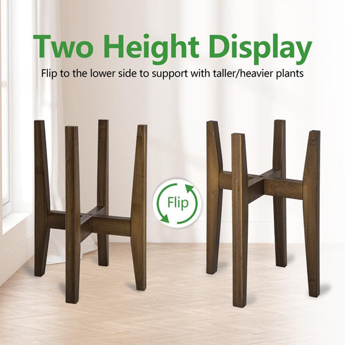 8 12 Inches 1 Pack) OERGKE Adjustable Plant Stand, Bamboo Mid Century Modern Indoor Plants Stands, Corner Flower Holder