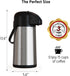 Airpot Coffee Carafe, 85 OZ / 2.5L Large Insulated Stainless Steel Thermos Urn