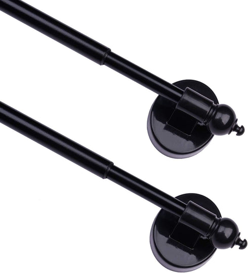 Magnetic Curtain Rods, Multi-Use Adjustable Appliance for Metal Doors/Windows, 9-16 Inch, Black, 2 Pack
