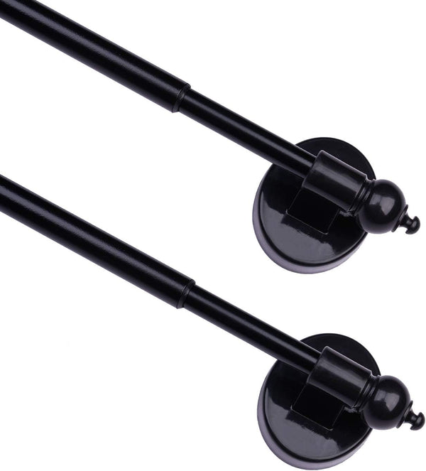 Magnetic Curtain Rods, Multi-Use Adjustable Appliance for Metal Doors/Windows, 9-16 Inch, Black, 2 Pack