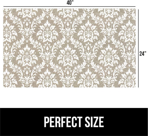 GORILLA GRIP LeakGuard Non-Adhesive Under Sink Mat, 24x40, Waterproof Quick Dry Shelf Liner, Damask Taupe Cream