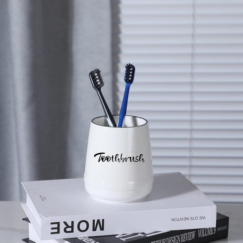 LEETOYI Porcelain Toothbrush Holder for Bathroom Vanity and Countertop, Easy to Clean Brushing Holder (White)