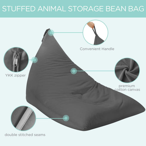 50"x 35" Aubliss Stuffed Animal Storage Bean Bag Chairs Cover, Extra Large Velvet Bean Bags Chair for Kids & Adults