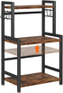 Kitchen Countertop Organizer, 3 Tier Large Spice Rack with Adjustable Shelf and 5 Hooks, Wooden Counter Organizer