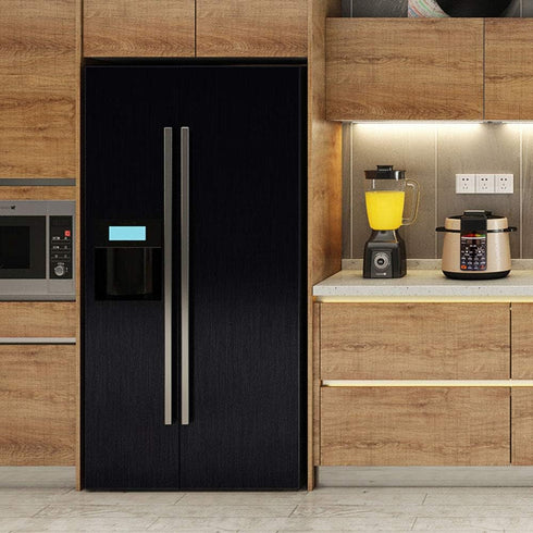 Self Adhesive Vinyl Black Brushed Metal Contact Paper for Refrigerator Dishwasher Stove Oven Doors 15.7x117 Inches