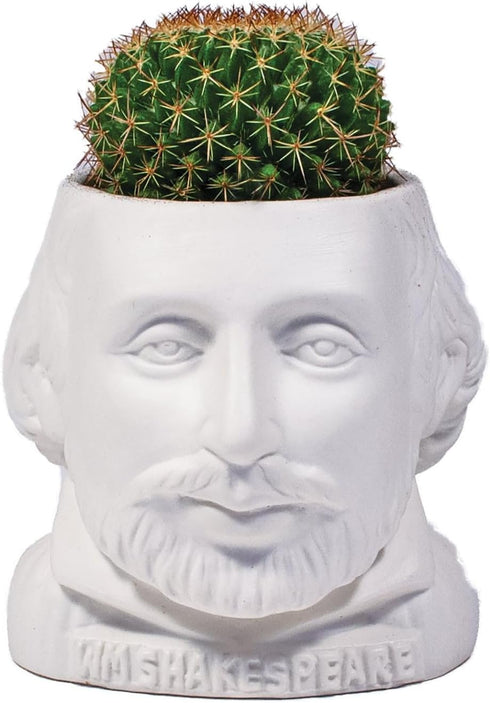 William Shakespeare Bust Succulent Planter, Ceramic Plant Holder Pot for Small Cactus, Flowers, Herbs