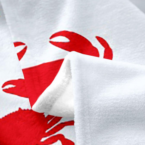 Cozy Bed,50x60 Inches Crab Silhouette Flannel Fleece Blanket Throw Size,Super Soft Red Crab Plush Blankets,Lightweight